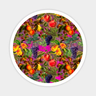 Exotic Vintage fruit pattern, vines, vintage florals, botanical pattern, pink fuchsia floral illustration Magnet